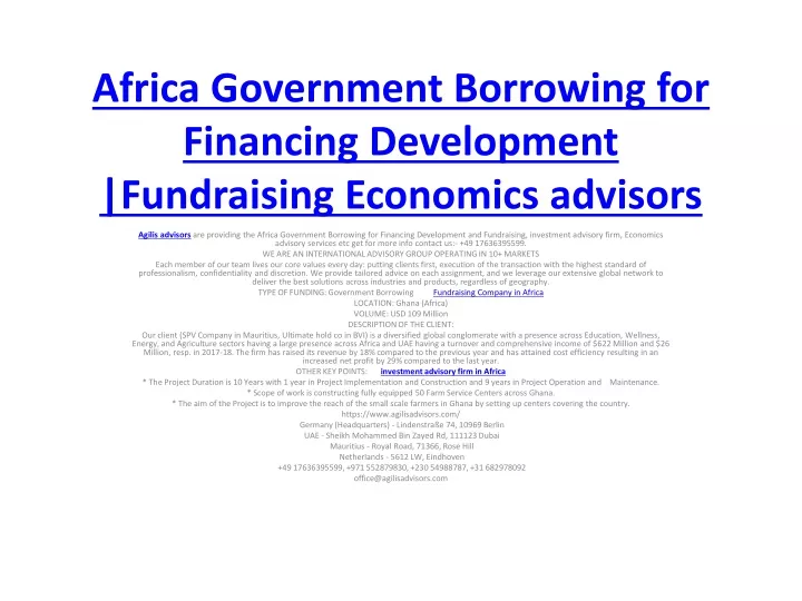 africa government borrowing for financing development fundraising economics advisors