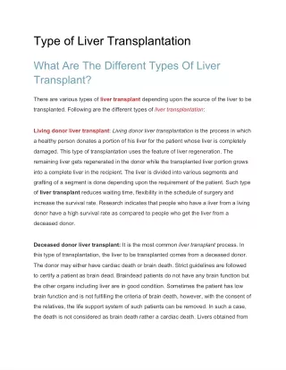 Type of Liver Transplantation
