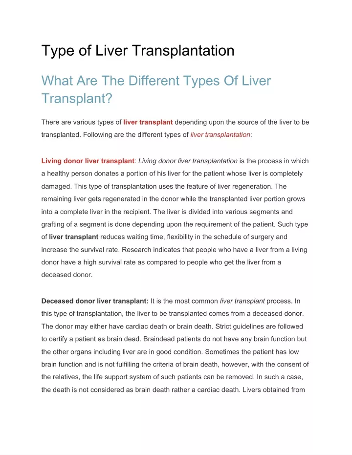 Ppt Type Of Liver Transplantation Powerpoint Presentation Free Download Id10422566 6428