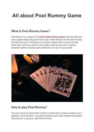 all about pool rummy game