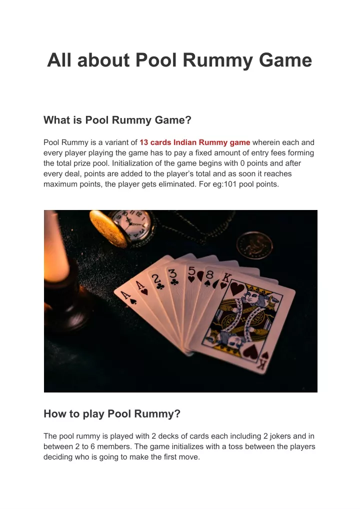 all about pool rummy game