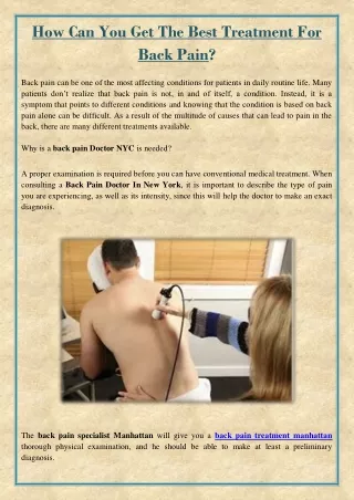 how can you get the best treatment for back pain