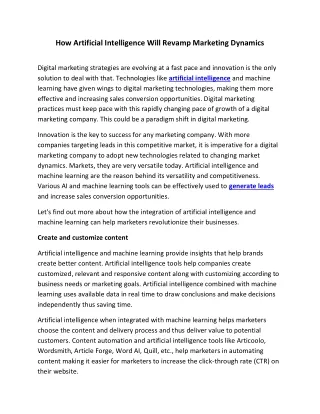 how artificial intelligence will revamp marketing