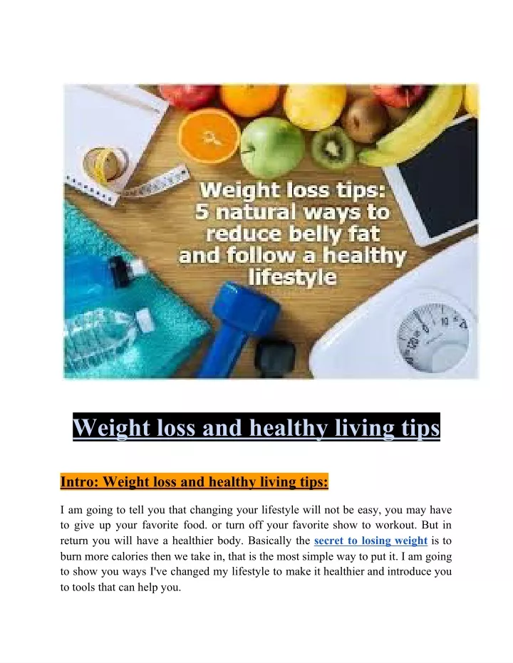 weight loss and healthy living tips