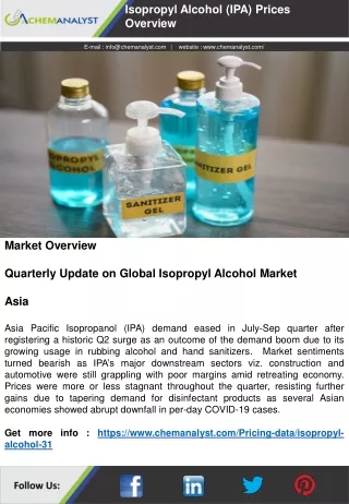 isopropyl alcohol ipa prices overview