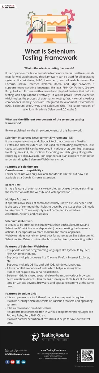 what is selenium testing framework