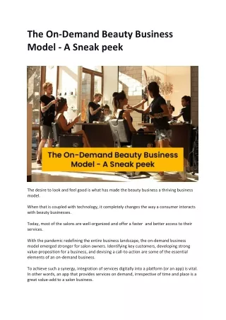 The On-Demand Beauty Business Model – A Sneak peek