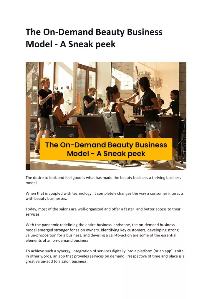 the on demand beauty business model a sneak peek