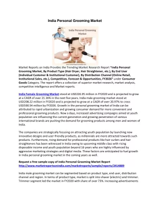 india personal grooming market