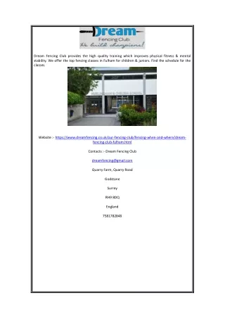 dream fencing club provides the high quality