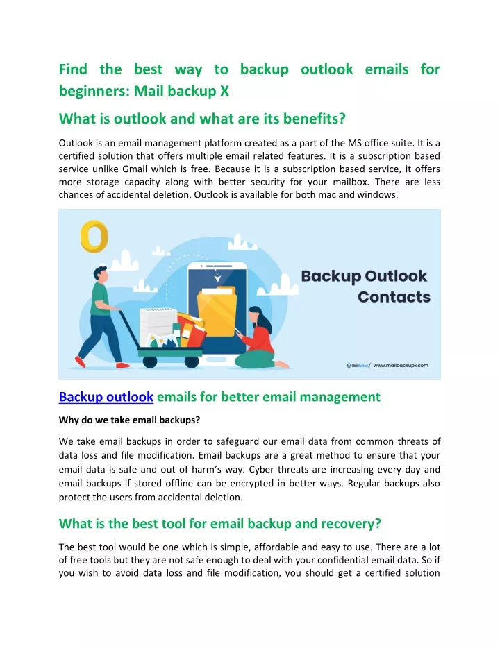 find the best way to backup outlook emails