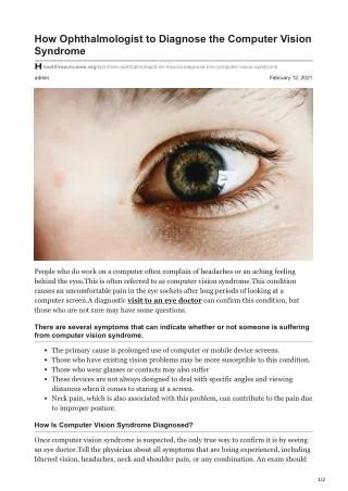 how ophthalmologist to diagnose the computer