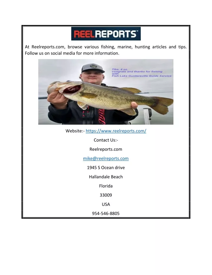 at reelreports com browse various fishing marine