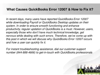 what causes quickbooks error 12007 how to fix it
