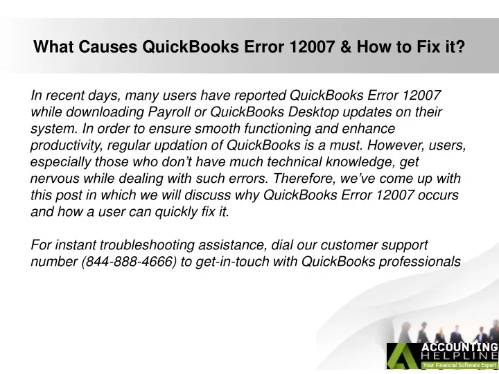 what causes quickbooks error 12007 how to fix it