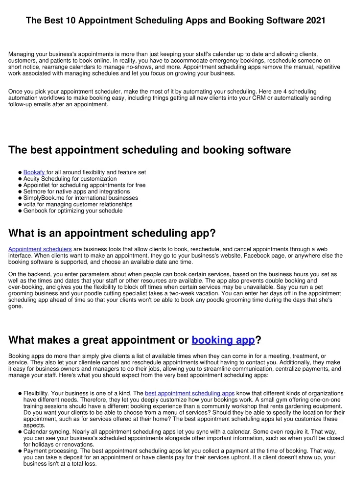 the best 10 appointment scheduling apps