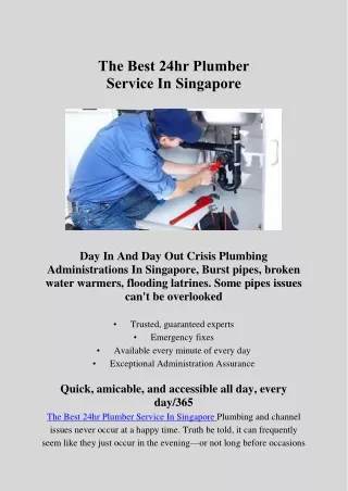 The Best 24hr Plumber Service In Singapore