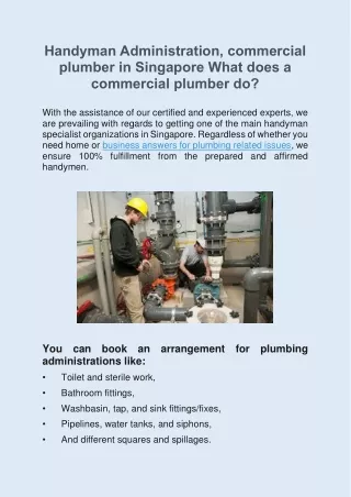 The Best Commercial Plumber Service In My Area In Singapore