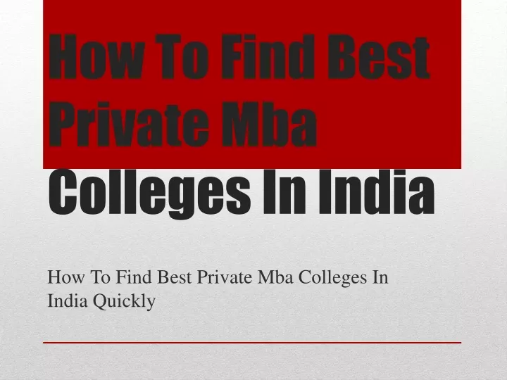 how to find best private mba colleges in india