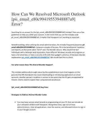 how can we resolved microsoft outlook pii email
