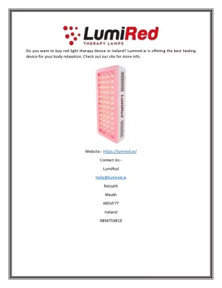 Now Buy Red Light Therapy Device In Ireland At A Low Cost | Lumired.ie