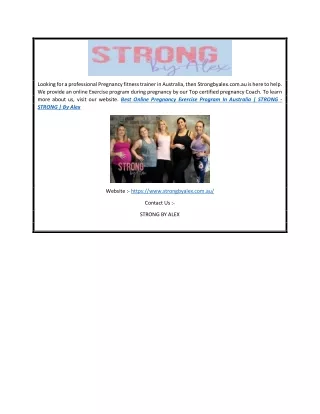 Best Online Pregnancy Exercise Program In Australia | STRONG - STRONG | By Alex