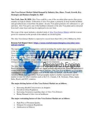 aloe vera extract market global demand