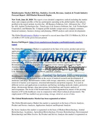 bioinformatics market 2020 size statistics growth