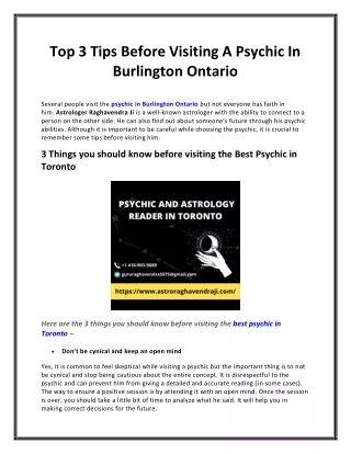 TOP 3 TIPS BEFORE VISITING A PSYCHIC IN BURLINGTON ONTARIO
