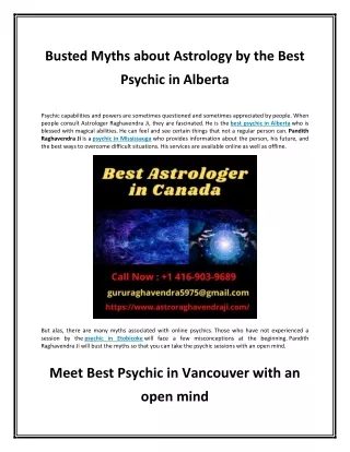 Busted Myths about Astrology by the Best Psychic in Alberta