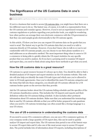 the significance of the us customs data