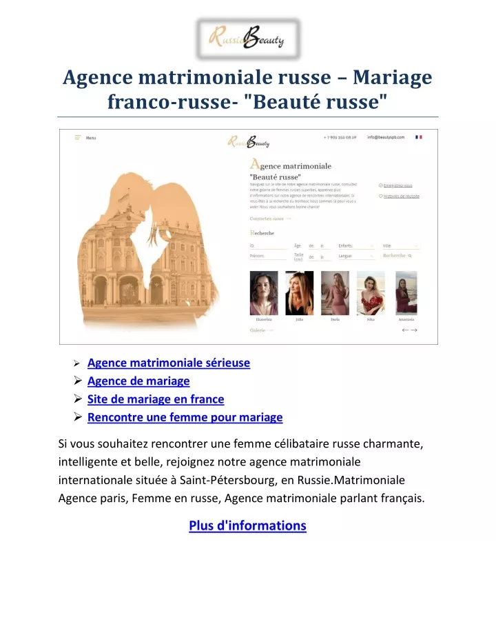 agence matrimoniale russe mariage franco russe