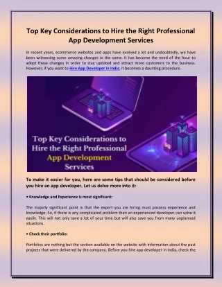 top key considerations to hire the right