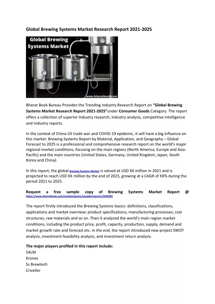global brewing systems market research report