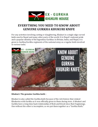 Everything You Need to Know About Genuine Gurkha Khukuri Knife