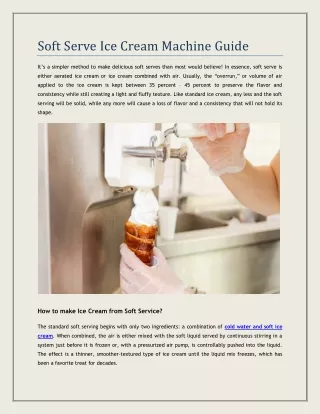 soft serve ice cream machine guide