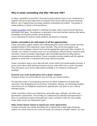 School Students Career Counseling Services