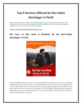 Top 4 Services Offered by the Indian Astrologer in Perth