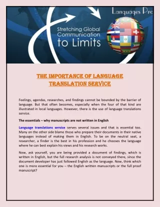 The Importance of Language Translation Service
