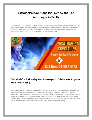 Astrological Solutions for Love by the Top Astrologer in Perth