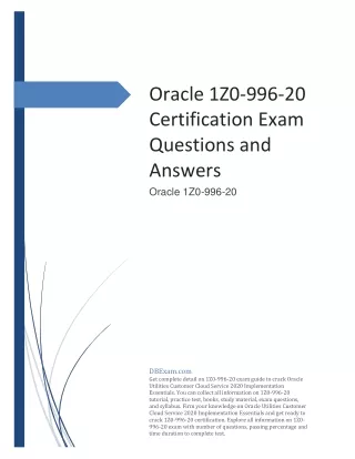 oracle 1z0 996 20 certification exam questions