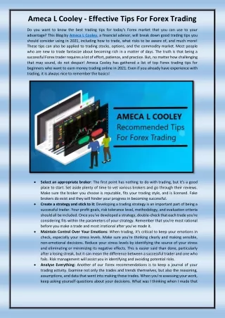 Ameca L Cooley - Effective Tips For Forex Trading