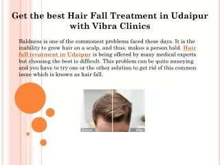 Get the best Hair Fall Treatment in Udaipur with Vibra Clinics