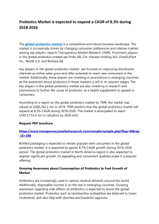 prebiotics market is expected to expand a cagr