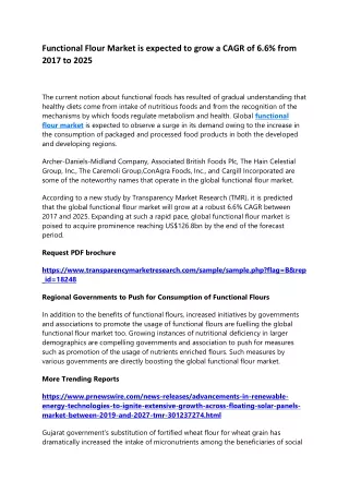 functional flour market is expected to grow