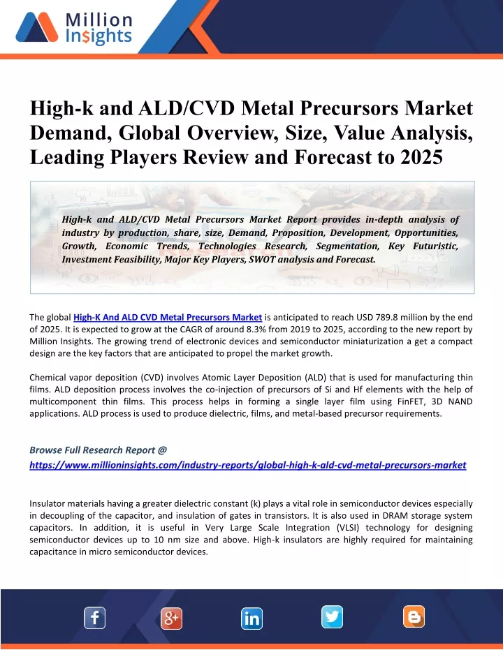 high k and ald cvd metal precursors market demand