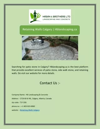 Retaining Walls Calgary | Hblandscaping.ca