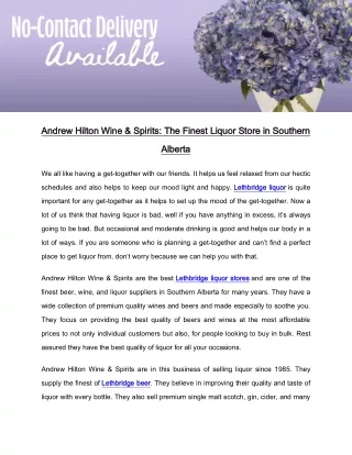Andrew Hilton Wine & Spirits: The Finest Liquor Store in Southern Alberta