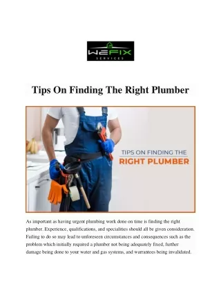 Tips On Finding The Right Plumber