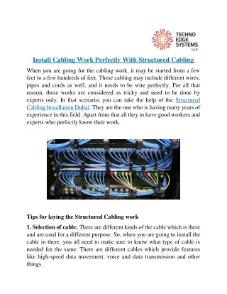 install cabling work perfectly with structured